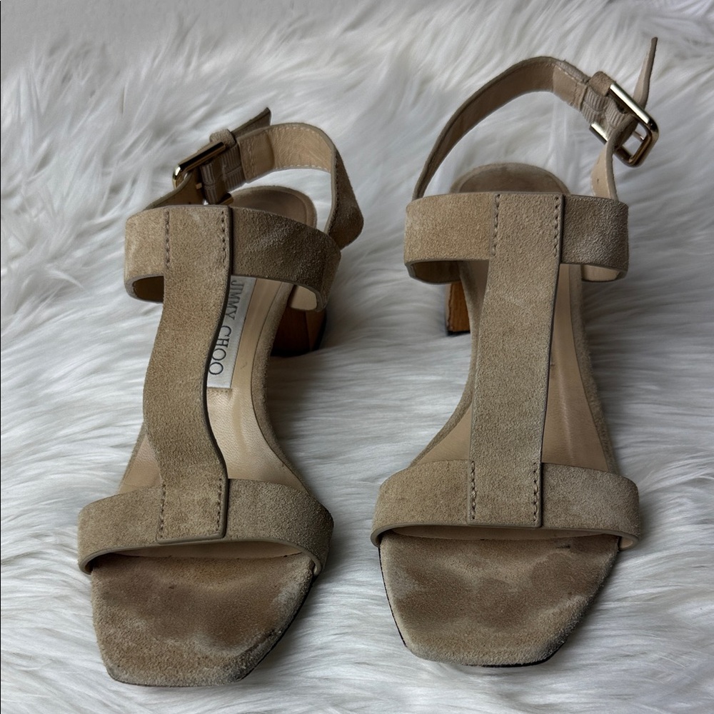 Jimmy Choo Beige Suede Sandals